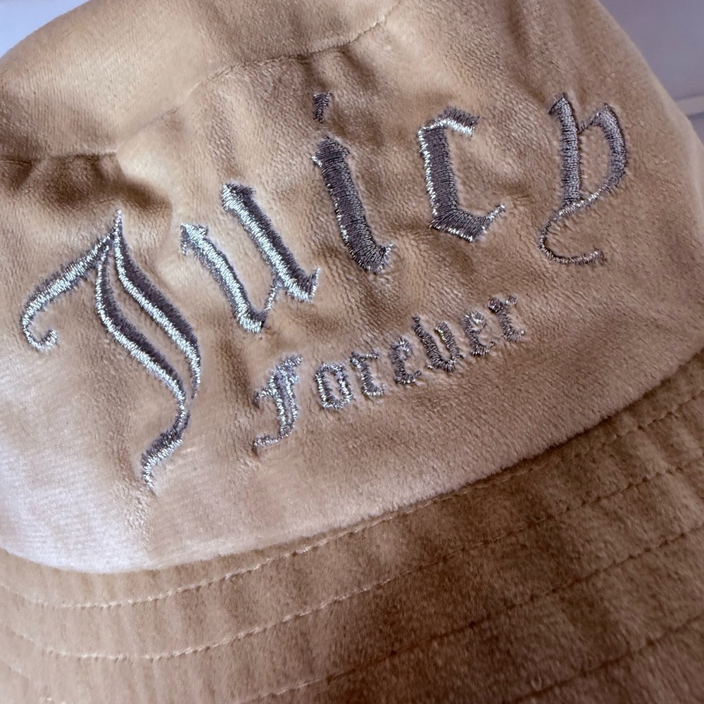 Juicy Couture Beige Bucket Hat with Silver Embroidery